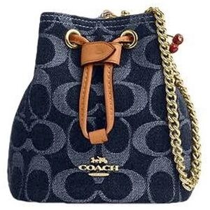 Coach Navy and Tan Mini Drawstring Bag